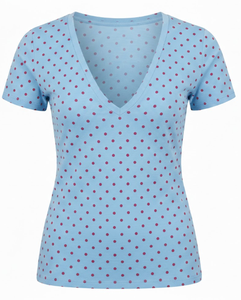 Camisetas de Punto Sublimadas con Cuello en V para Mujer - Product Image 1