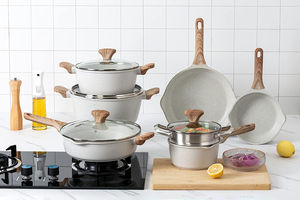 Ensemble de casseroles classiques en aluminium 6/8/12 pièces, à double fond épaissi, compatibles gaz et induction, résistantes au four et au lave-vaisselle, pour soupes/lait - Product Image 2