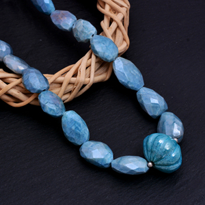 <b>Classic</b> Natural Aquamarine Strand Necklace 925 Sterling Silver Handmade Gemstone Jewelry Women Trendy 15.5 Inch High Quality - Product Image 1