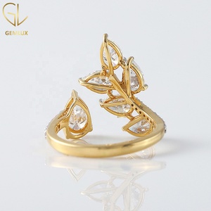 <b>Open</b> Cuff Moissanite Diamond Engagement <b>Ring</b>, Pear & Round Cut Diamond <b>Ring</b>, Unique Custom Design, Luxury Wedding <b>Ring</b> - Product Image 5