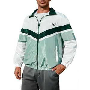 Custom Color Block Woven Nylon Reversible Waterproof Softshell <b>Running</b> Sport Zip up <b>Men's</b> Windbreaker <b>Jackets</b> Coat With Collar - Product Image 1