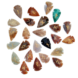High quality fancy jasper arrowhead rune set <b>Crystal</b> Rune Wicca Energy natural stone for Divination and Intuition Meditation - Product Image 1