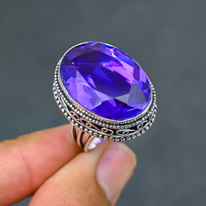 Magnifique bague tendance en topaze bleue de Londres, en argent sterling 925 massif, bijoux faits à la main, vente en gros directe d'usine - Product Image 4