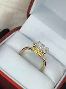 Anillo de Diamante Cultivado en Laboratorio con Corte Ovalado Personalizado, Oro Sólido de 14k, Certificado IGI, Color Blanco D, para Mujer y Hombre, Aniversario - Product Image 3