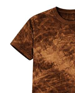 Dark Brown Ice Dye T Shirt Men Round Neck Short Sleeve Cotton Casual Streetwear Vintage Wash Custom OEM Wholesale Tee Supplier - Product Image 4