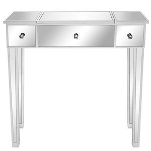 "MDF <b>Makeup</b> Vanity with <b>Mirror</b> Surface Flip-Top Design Silver 80x38x76cm" - Product Image 4