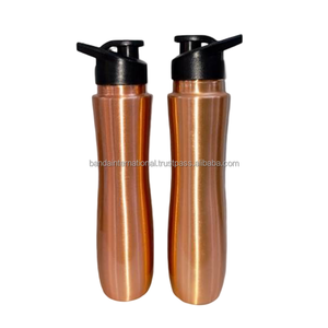 Botella de cobre con acabado blanco y pulido, hecha a mano en India, con beneficios para la salud, botella de cobre metálica para beber agua. - Product Image 4