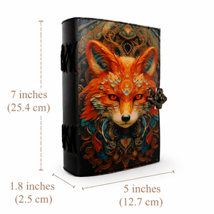 Fox UV print Leather Journal <b>Notebook</b> <b>diary</b> Notepads Blank deckle edge vintage cotton antique paper Paper Gift Art Sketchbook - Product Image 3