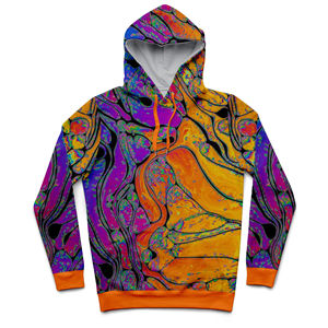 Sudadera con capucha para hombre, de corte regular, forrada para invierno, teñida lisa, con estampado personalizado y dobladillo sin rematar, al por mayor - Product Image 2