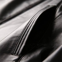 Veste en cuir PU noir pour homme, col montant, fermeture éclair, coupe ajustée, décontractée, pour l'hiver, extérieur uni, séchage rapide, satin de haute qualité