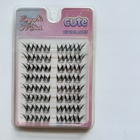 Faux cils réutilisables semi-faits à la main, en fibres synthétiques auto-adhésives, effet queue de renard, racine fine et naturelle, 8 rangées, doux et naturels
