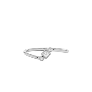 Bague de fiançailles minimaliste en or massif 10K 14K avec diamant de laboratoire taille ronde, style princesse, bague bypass avec pierre d'accentuation, délicate et empilable - Product Image 3
