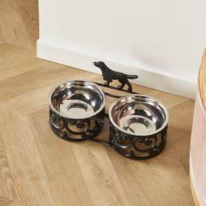 Support surélevé haut de gamme pour gamelles de chien et de chat avec deux gamelles en acier inoxydable et cadre élégant - Product Image 2