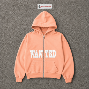 Sweat à capuche zippé oversize unisexe, style streetwear, avec imprimé graphique 'Wanted', épaules tombantes, fermeture éclair intégrale, pour tenue décontractée - Product Image 5