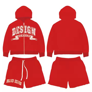 Conjunto Deportivo Personalizado de Felpa Francesa para Hombre, Corte Ajustado, con Logotipo Estampado, Sudadera con Capucha y Pantalones Cortos, para Invierno, Tallas Grandes - Product Image 3