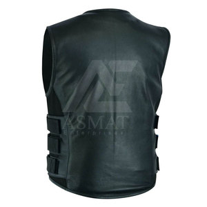 Gilet de moto robuste pour homme – Tendance et décontracté – Gilet en cuir sans manches pour motard - Product Image 6