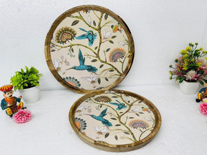 Plateaux de service en bois faits à la main pour les occasions de mariage et de fête en provenance d'Inde - Product Image 4