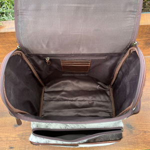 กระเป๋าเป้สะพายหลังหนังวัวแท้สำหรับการเดินทางกลางแจ้งความจุขนาดใหญ่ดีไซน์ลายตารางหมากรุก - Product Image 6