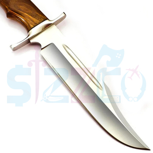 Cuchillo Bowie de Caza de Hoja Fija de Acero D2 Hecho a Mano con Mango de Madera y Funda de Cuero, Regalo Ideal - Product Image 5