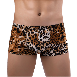 Men's Adults Underwear <b>Boxer</b> Briefs Leopard Print Knitted Breathable Mid-Rise U Convex Pouch Stylish ODM Waist Quick Dry - Product Image 4