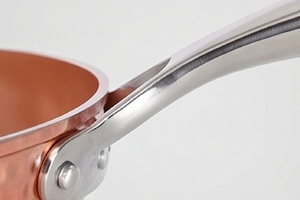 Copper Saute <b>Pan</b> With Glass Lid Stainless Steel <b>Handle</b> Handmade Minimalist Design For Kitchenware And Induction Cooker Use - Product Image 3