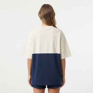 Women's Color Block <b>V</b>-<b>Neck</b> <b>T</b>-<b>Shirt</b> Short Sleeve Loose Fit 100% Cotton Jersey <b>Oversized</b> Casual Top Spring Summer - Product Image 2