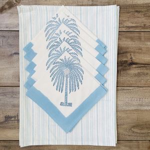 Indus Art Emporium - Mantel Individual Clásico Hecho a Mano de Algodón Fino con Estampado de Palmeras y Borde Geométrico, Lavable a Máquina, Personalizable para el Hogar - Product Image 1