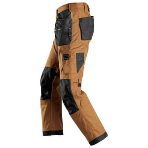 Pantalon de protection haute visibilité pour tronçonneuse Sturdyarmor, style tablier de forester, orange, avec protection des jambes noire, enveloppant technique de sécurité - Product Image 3