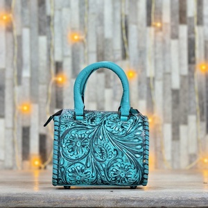 Sacs à main de luxe en cuir véritable, motif floral tendance, faits à la main, avec poignée supérieure, fermeture éclair, durables, de créateur - Product Image 4