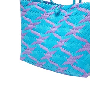 Sac à main en plastique tissé violet pastel et bleu personnalisé, sac fait main, sac fourre-tout tendance pour le shopping quotidien - Product Image 4