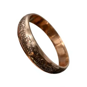 Luxury Pure Copper Antique Geometric <b>Engraved</b> Wrist Cuff <b>Bangle</b> Fashionable Metal Jewelry Exquisite Design - Product Image 6