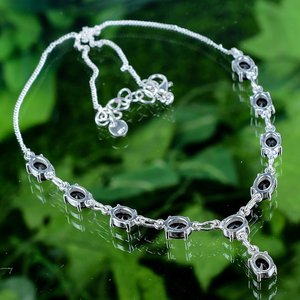 สร้อยคอหินออนิกซ์สีดำรูปไข่ทำมือ เงินแท้ 925 จี้มินิมอล ของขวัญเครื่องประดับสำหรับเด็กและผู้หญิง รับรองโดย IGI คุณภาพดี - Product Image 3