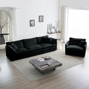 Set di Divani Componibili Moderni a 2 Pezzi Imbottiti per Soggiorno e Appartamento con Seduta Profonda - Product Image 1