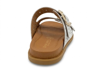 Sandales plates en cuir véritable blanc, bout ouvert, fermeture à boucle, chaussures d'été respirantes - Product Image 2