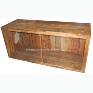 Comptoir de bar en bois de bateau recyclé fait main, comptoir de réception, comptoir de bar durable avec couleur originale - Product Image 4