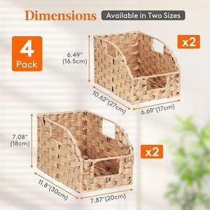 Cesta de Almacenamiento de Mimbre PP Tejida a Mano, Cesta de Ratán Impermeable con Asas Integradas, Cestas Trapezoidales para Organizar - Product Image 2