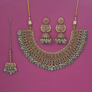 Exportateur de bijoux faits à la main en Inde, collier antique Moti avec placage Mehndi 901714 - Product Image 4