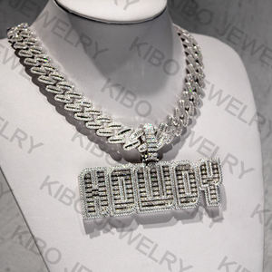 Colgante de moissanita VVS1 grande con nombre personalizado, corte baguette, colgante con letra personalizada, joyería para fiestas, colgante de rapero para hombre, colgante de hip hop. - Product Image 3