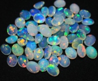 Opale de Feu Naturelle Éthiopienne, Pierre Précieuse Taillée Ovale, Tailles Calibrées 6x4mm et 10x8mm, Lot Mixte, Opale à Effet de Couleur, Direct Usine