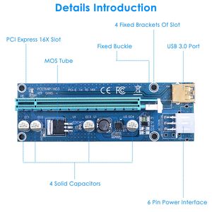 5 juegos de tarjetas adaptadoras PCI-E para minería con cable USB 3.0 de 23.62 pulgadas, de MOLEX a SATA, compatibles con tarjetas gráficas - Product Image 2
