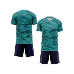 Custom <b>Soccer</b> Uniform Set Sublimated Jersey Shorts Team Kit 100% Polyester Moisture Wicking Adult V-neck Geometric Pattern - Product Image 1