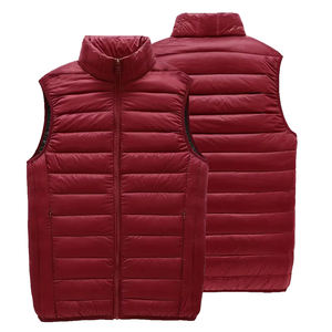 Gilet matelassé léger en coton Fashion Montane, couleur bordeaux, fermeture éclair intégrale, col montant, thermique, doux, écologique, coupe-vent - Product Image 3