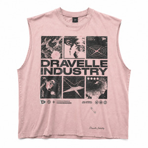 noughties muscle tee Women Oversized Blush Pink Graphic Tank <b>Top</b> Vintage Distressed Cotton Streetwear Shirt <b>Y2K</b> Sleeveless - Product Image 3