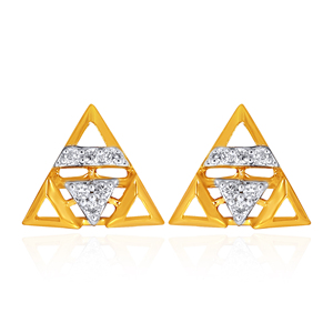 Pendientes de Diamantes con Corte Triangular, Chapados en Oro Amarillo, Joyería Minimalista para Mujer, Uso Diario, Diamantes Naturales Color H - Product Image 1