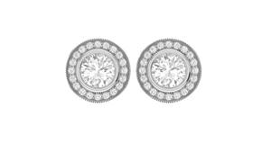 Boucles d'oreilles clous en or rose avec diamants, taille brillant rond, halo, bijoux de mariage pour femme, style classique, diamants naturels couleur G - Product Image 5