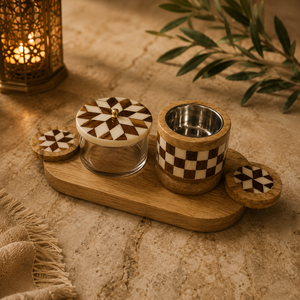 Handmade Wooden Bakhoor Burner Set Glass Storage <b>Box</b> Bone Inlay Oud Incense Burner Arabic Incense Holder Chic <b>Ramadan</b> Decor <b>Gift</b> - Product Image 1