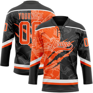 Jersey de Hockey sobre Hielo Personalizado con Cuello en V, Manga Tres Cuartos, Diseño Sublimado con Salpicaduras de Pintura, Transpirable, de Poliéster, Unisex para Adultos - Product Image 4