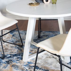 Set da Pranzo Rotondo Varna in 3 Pezzi, Elegante Tavolo con Basamento a Cavalletto e 2 Sedie per Sala da Pranzo - Product Image 4