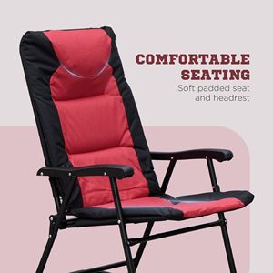 Set di Mobili da Esterno Stile Bistrot in 3 Pezzi: Tavolino in Vetro e 2 Sedie a Dondolo Pieghevoli Imbottite per Veranda e Campeggio - Product Image 4