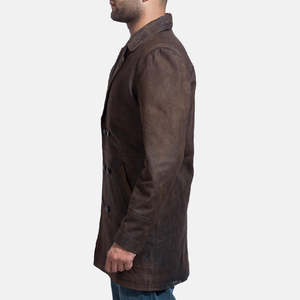Manteau long en cuir élégant et décontracté pour homme, design trench d'hiver, manteau long en cuir de haute qualité pour homme - Product Image 5